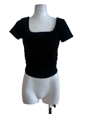 Black Plain Square Neck Top