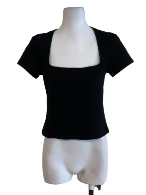 Black Square Neck Top