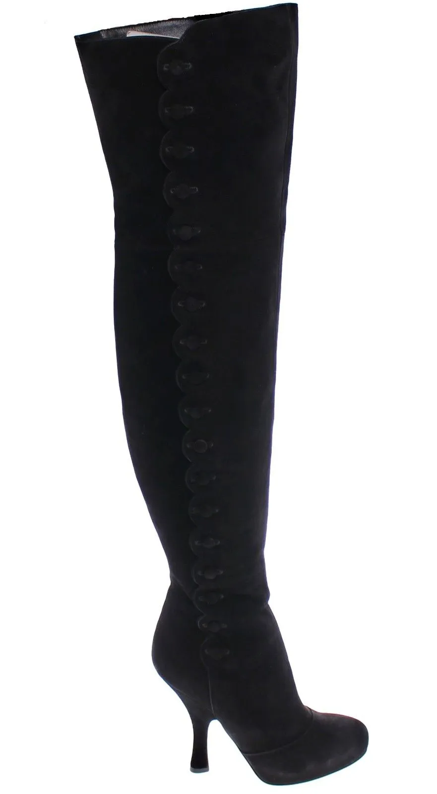 Black Suede Leather Over Knee Boots