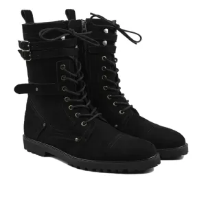 Black Suede Premium Leather Women's Winter Boots