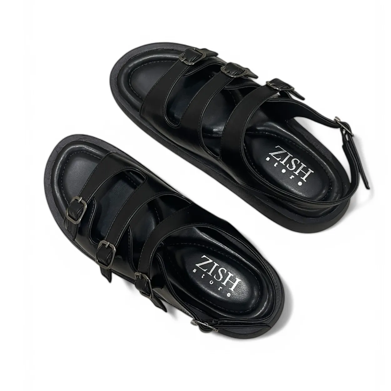 Black Triple Strap Sandals
