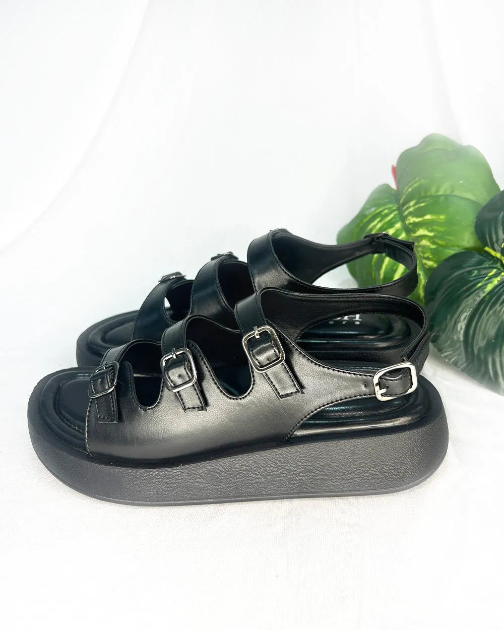 Black Triple Strap Sandals