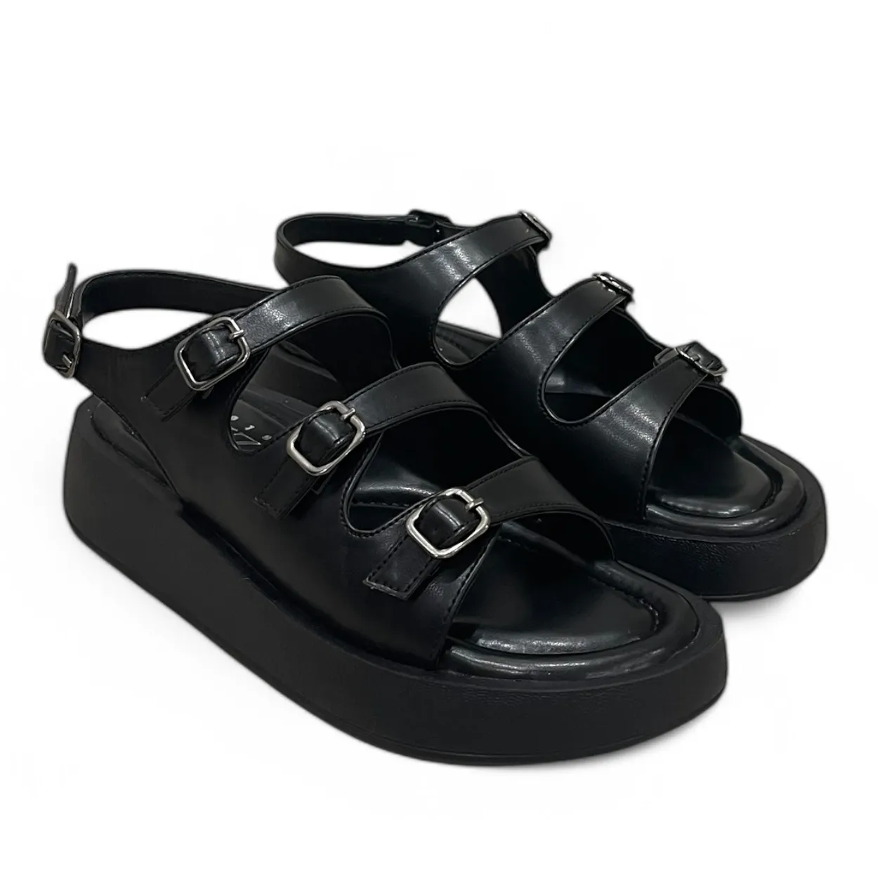 Black Triple Strap Sandals