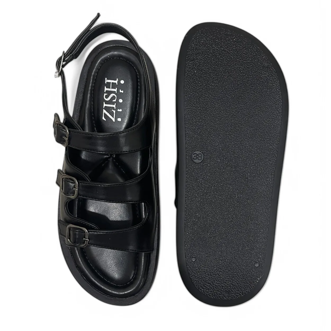 Black Triple Strap Sandals