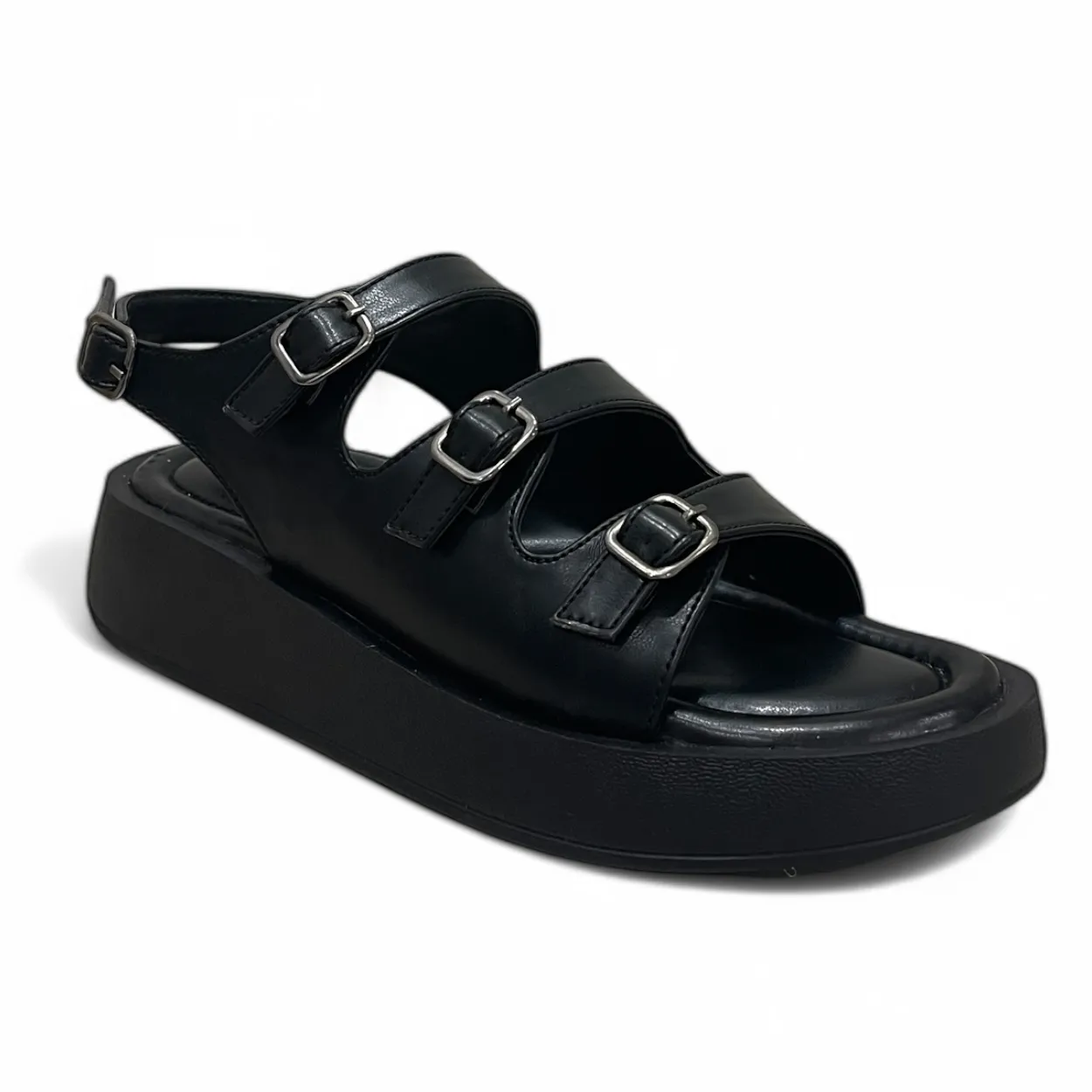 Black Triple Strap Sandals