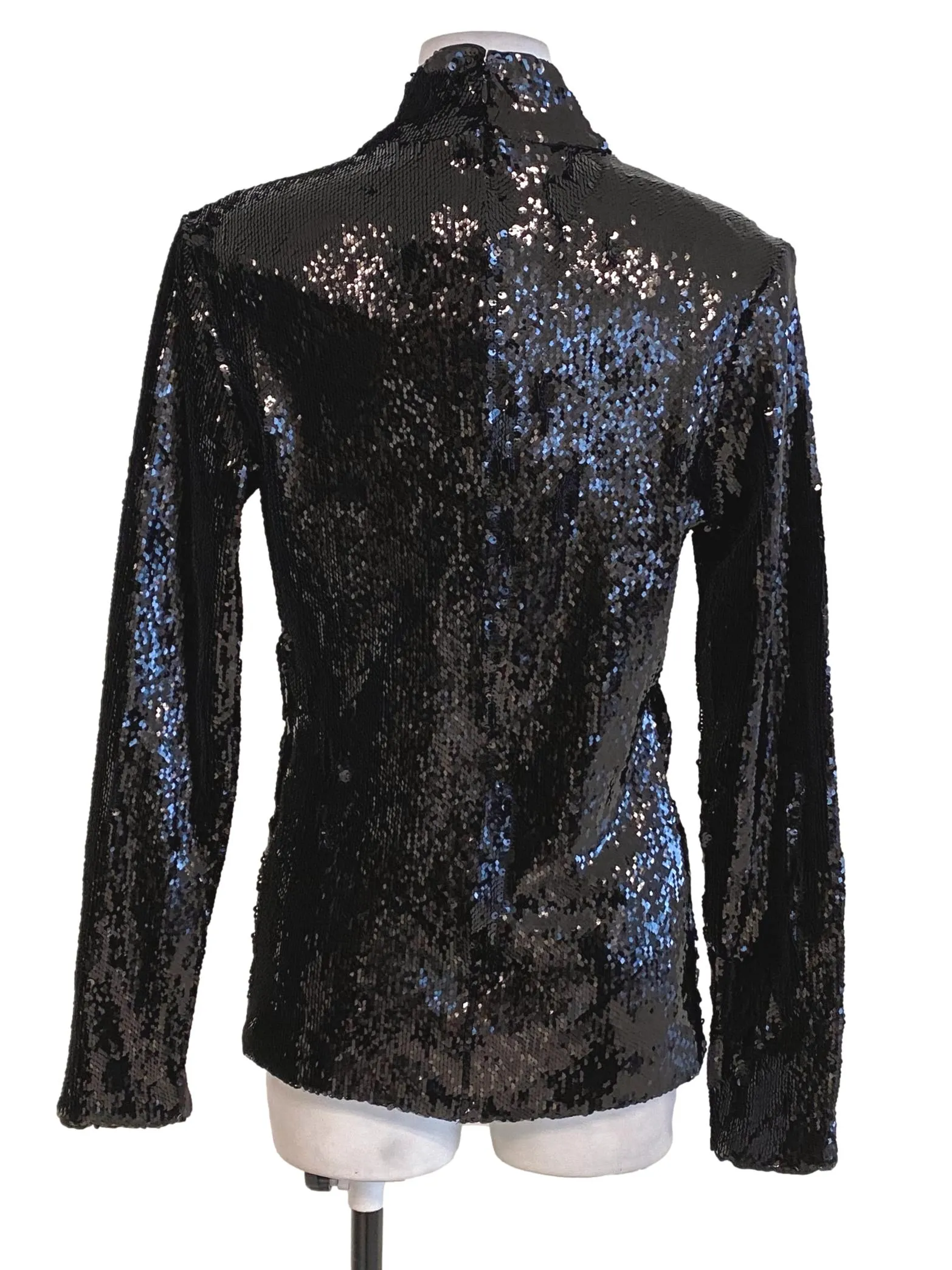 Black Turtle Neck Glitter Ring Top