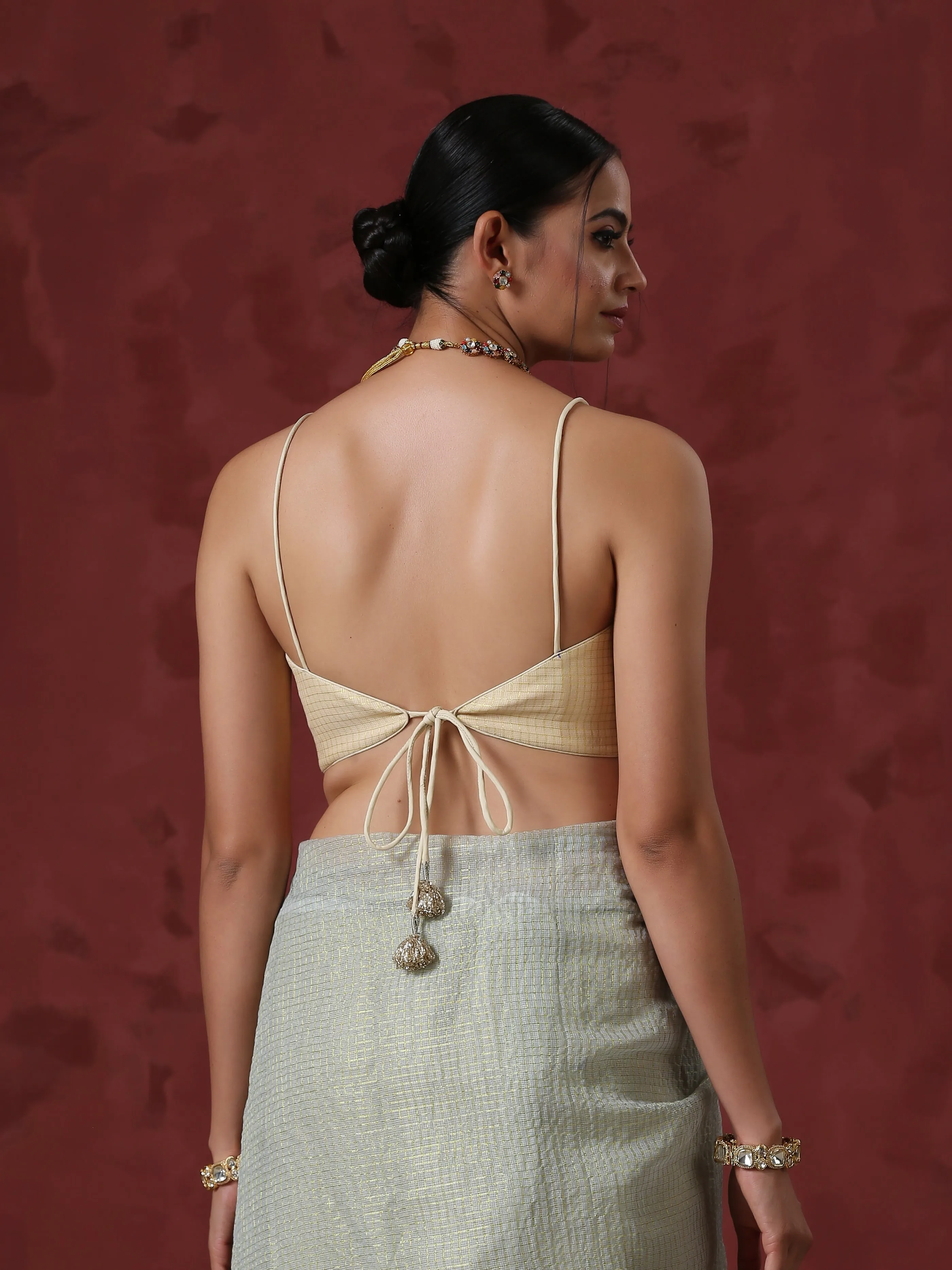 Blouse - Cream Kota Bustier with Pendants