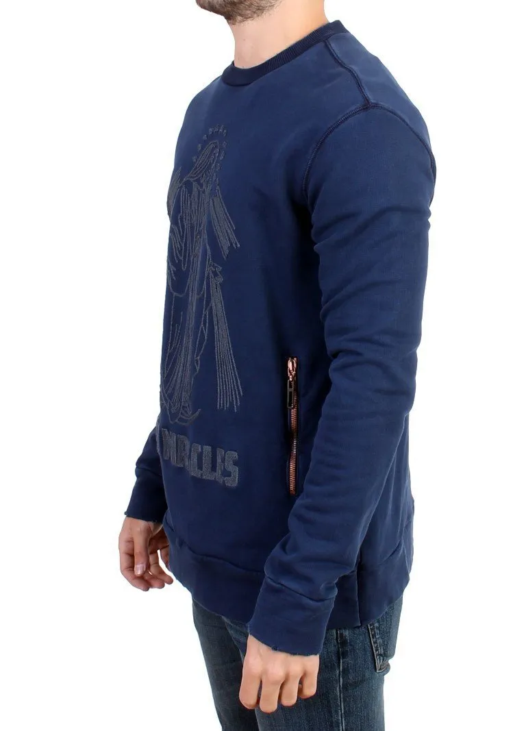 Blue crewneck cotton sweater