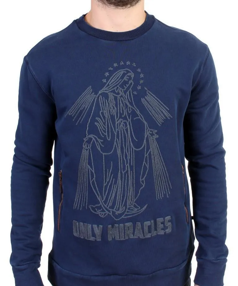 Blue crewneck cotton sweater