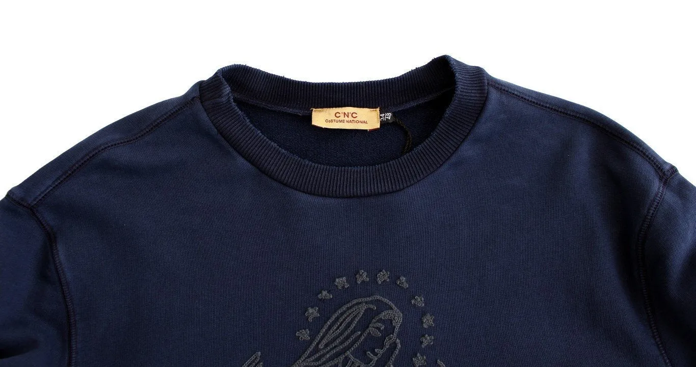Blue crewneck cotton sweater