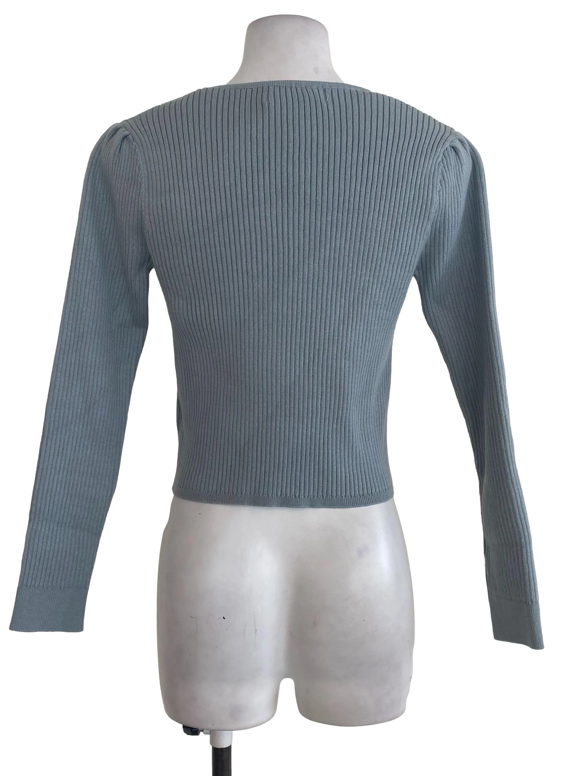Blue Knitted Wrap Top