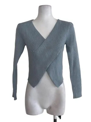 Blue Knitted Wrap Top