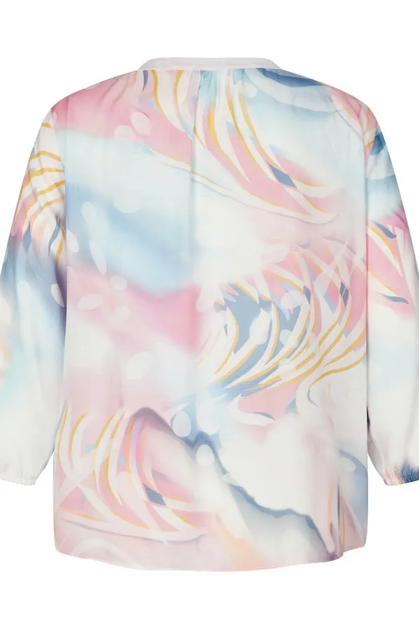 BLUE PINK WATERCOLOR BLOUSE