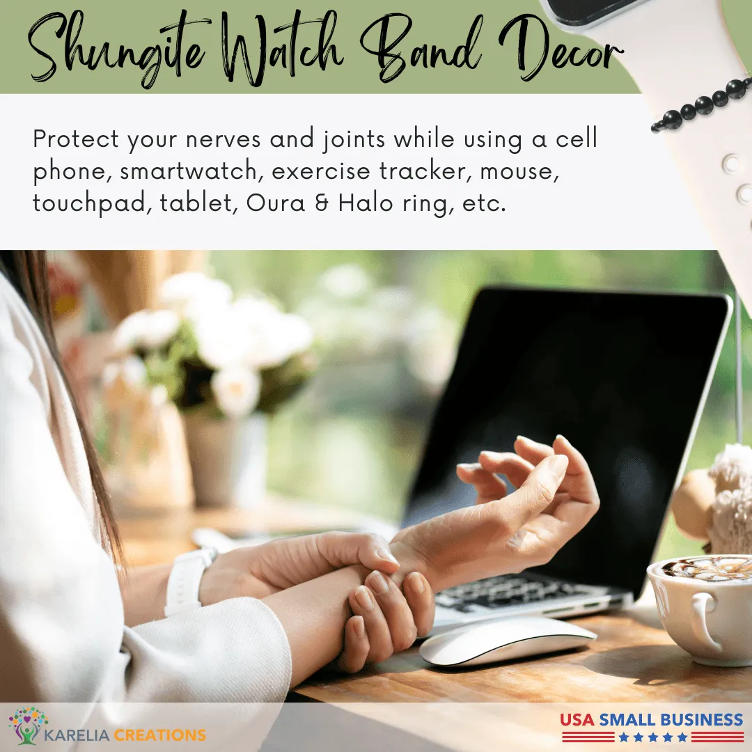 Bundle: Shungite Plus Flower Smart Watch Band Charms Loops | Apple iWatch Galaxy Smartwatch Decor