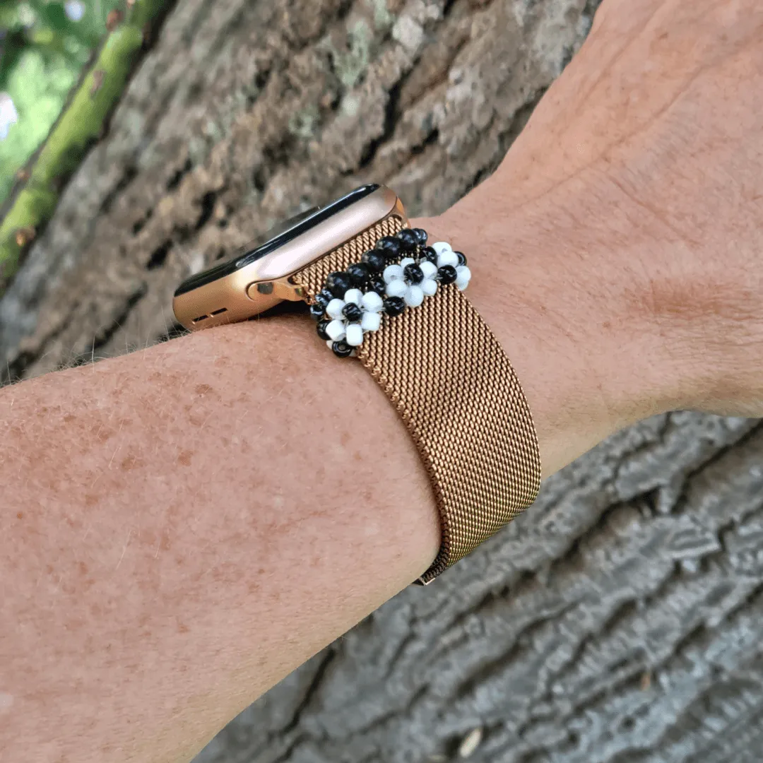 Bundle: Shungite Plus Flower Smart Watch Band Charms Loops | Apple iWatch Galaxy Smartwatch Decor