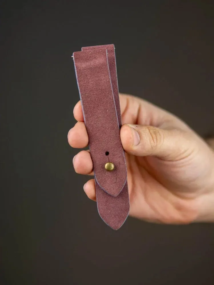 Burgundy Suede Leather Watch Strap - Quick Release Pins - The Hermoso