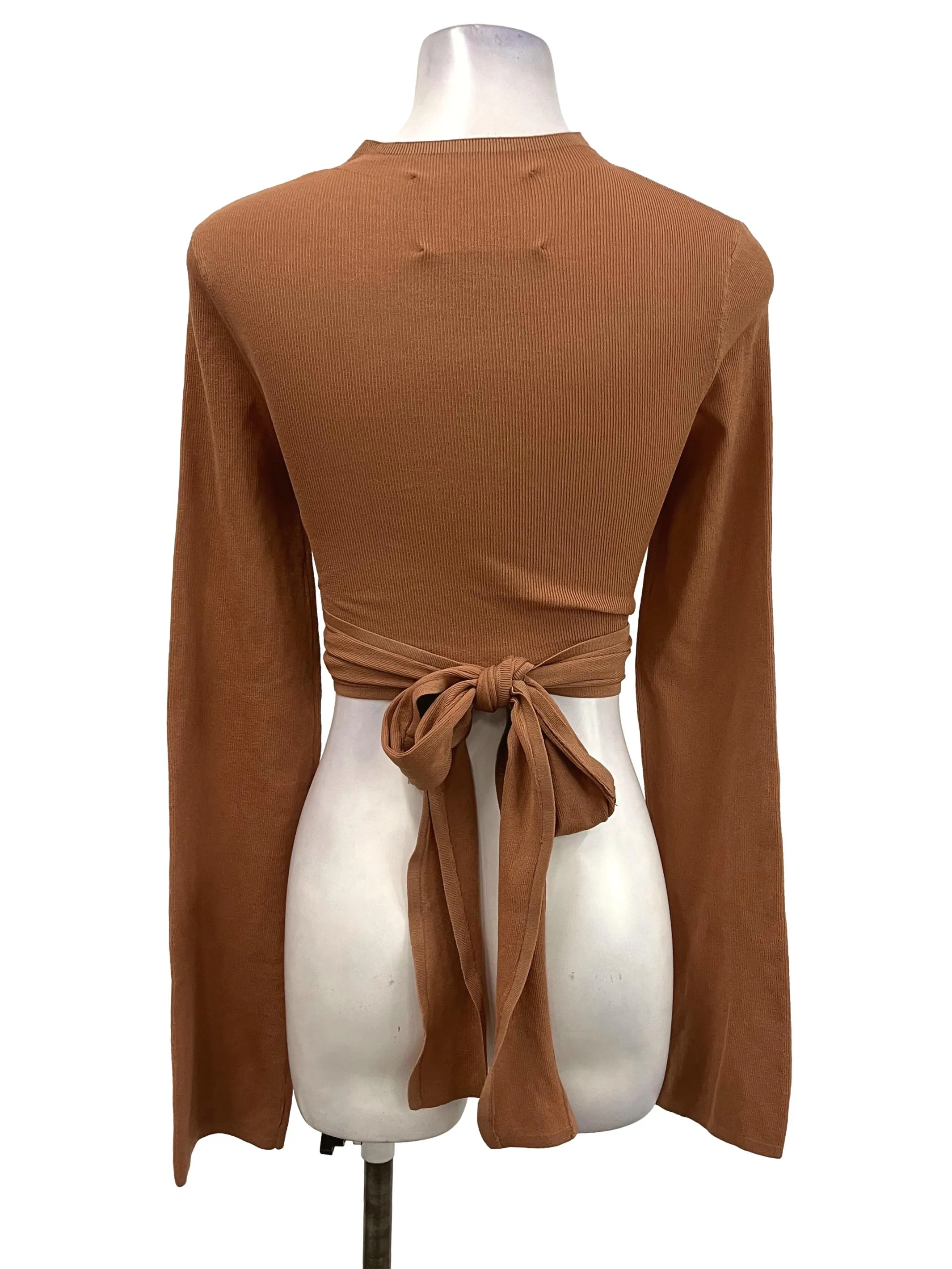 Burnt Orange Wrap Long Sleeve Top