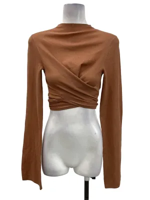Burnt Orange Wrap Long Sleeve Top