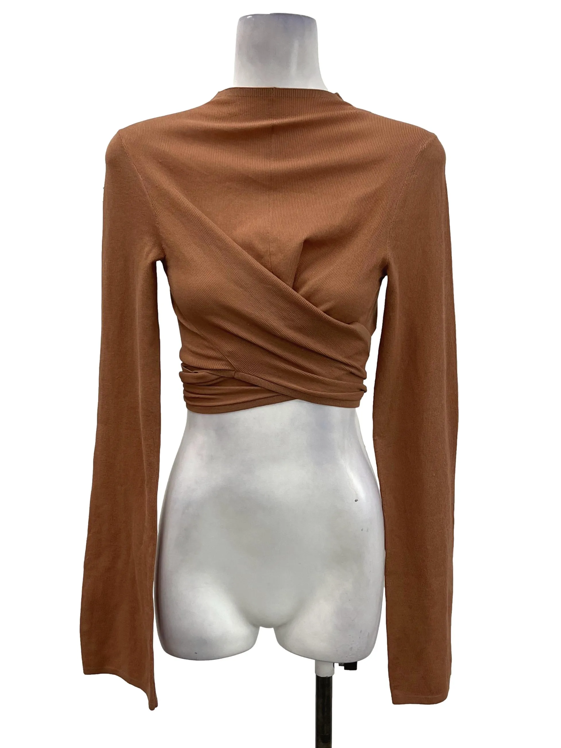 Burnt Orange Wrap Long Sleeve Top