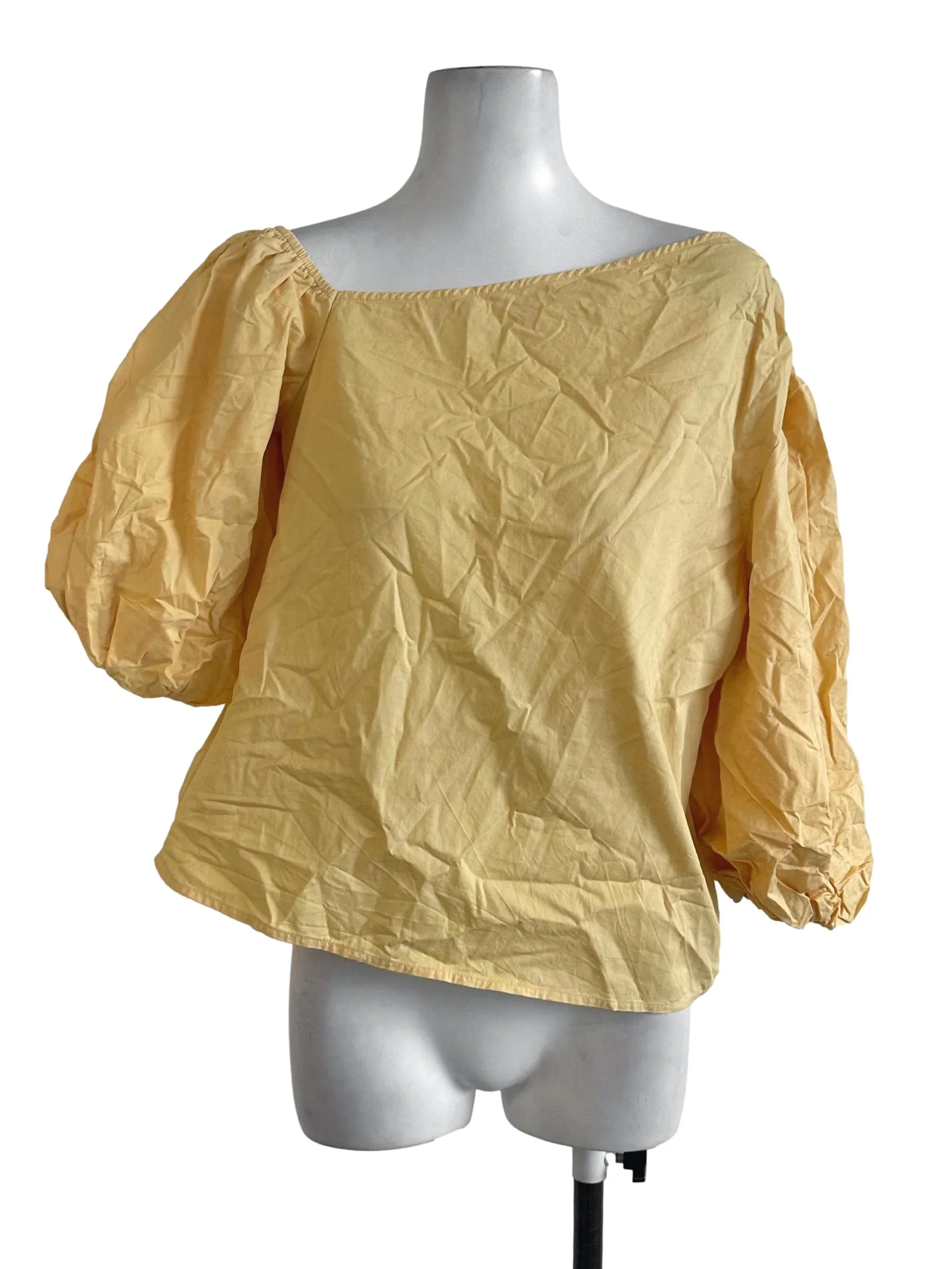 Buttercup Yellow Plain Puff Sleeve Top LB