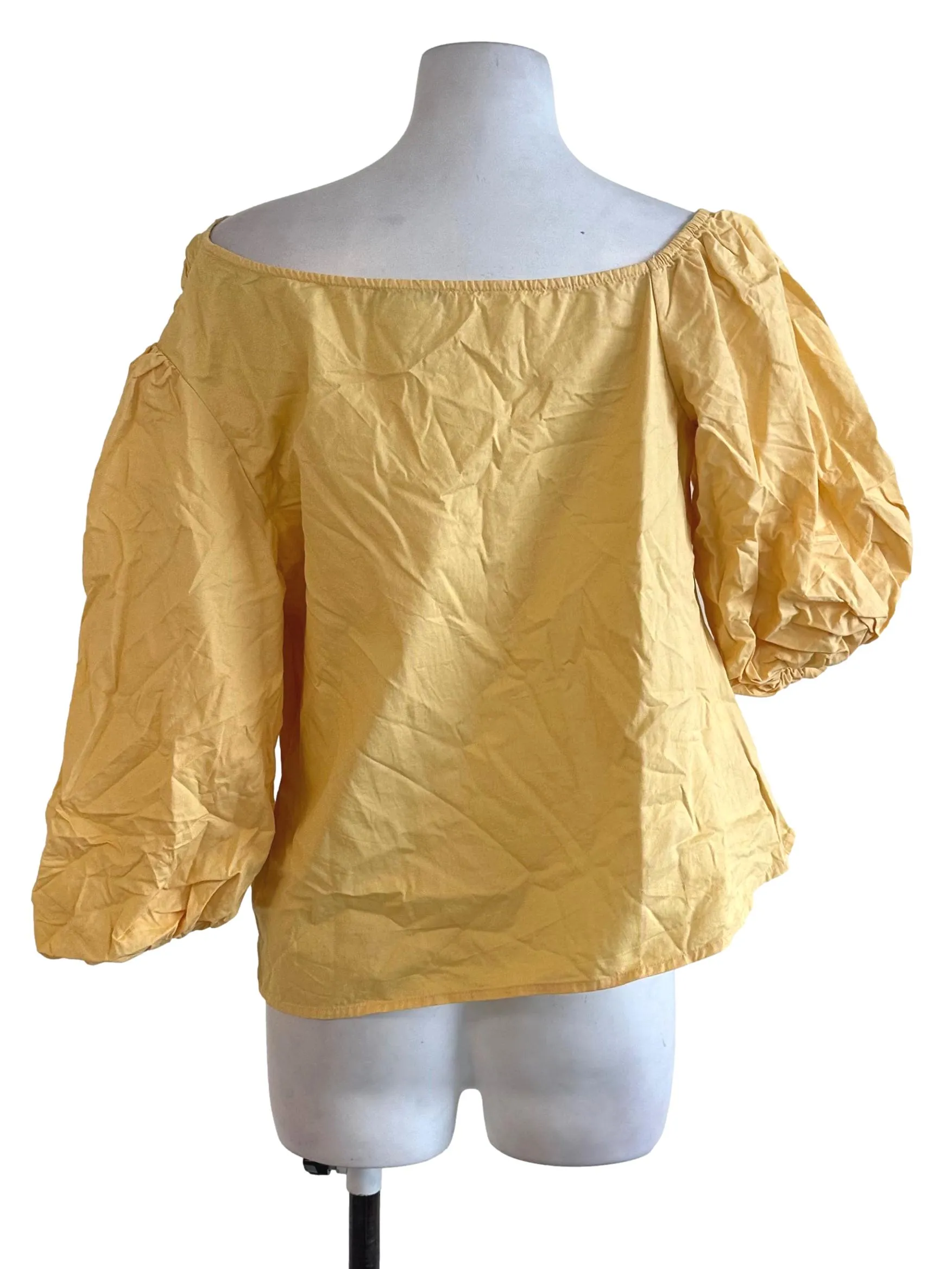 Buttercup Yellow Plain Puff Sleeve Top LB