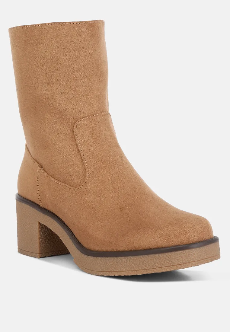 Cary Block Heel Micro Suede Boots