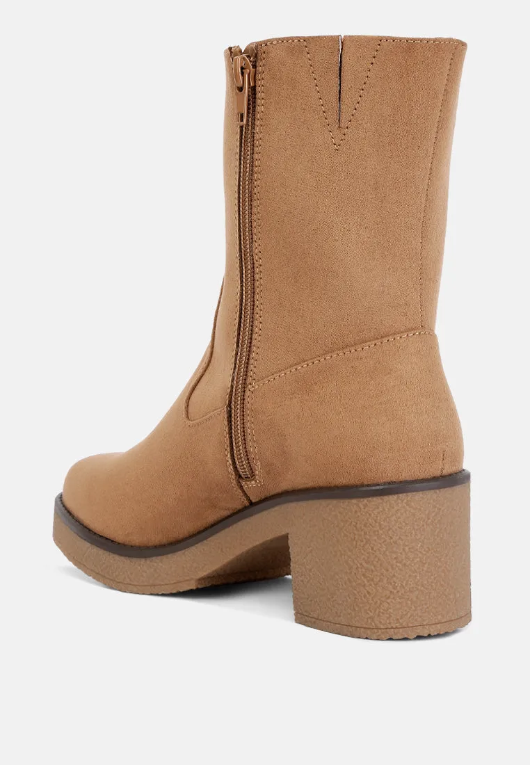 Cary Block Heel Micro Suede Boots