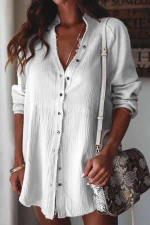 Casual Solid Patchwork Buckle V Neck Blouses
