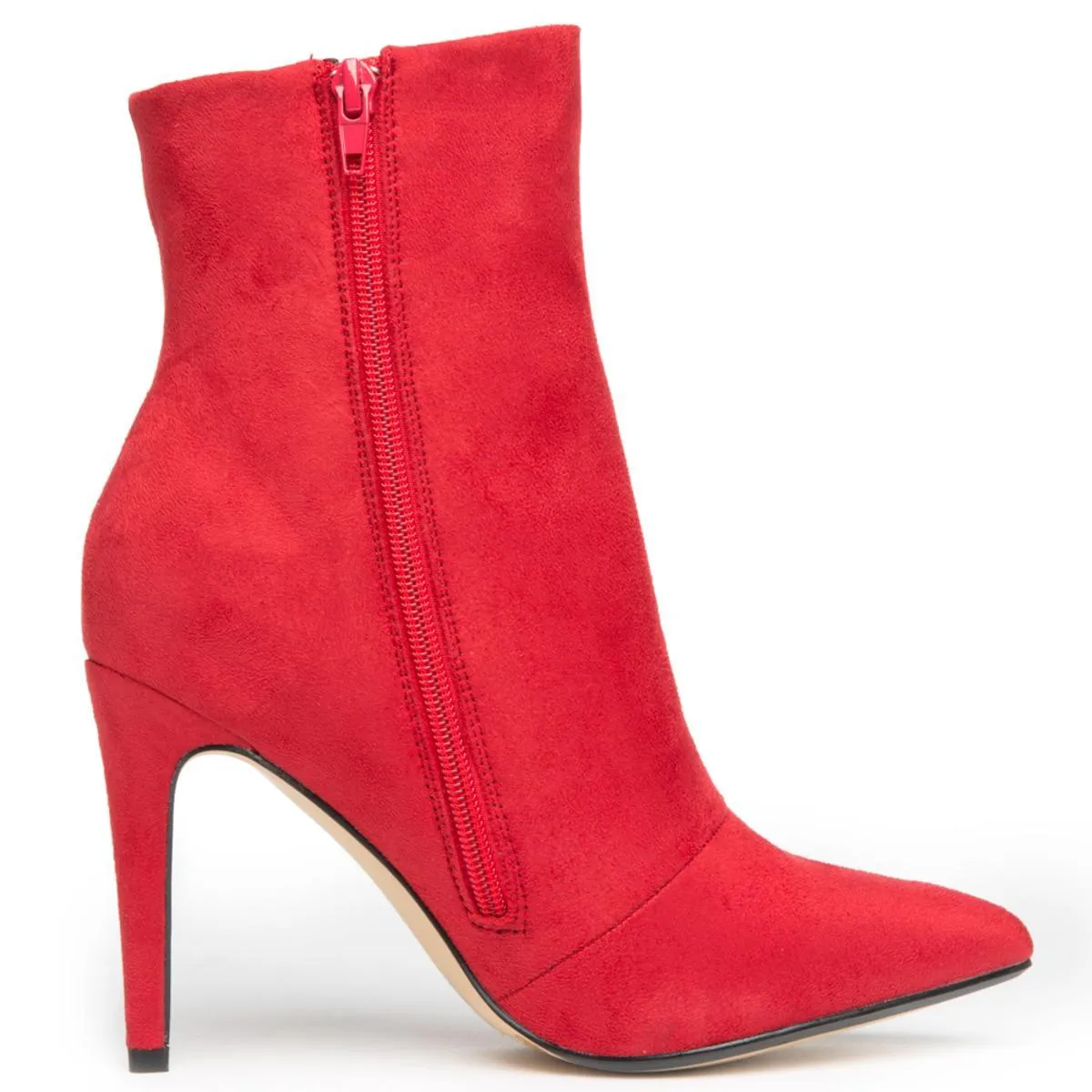 Chinese Laundry Song Bird Micro Suede Red Heeled Booties
