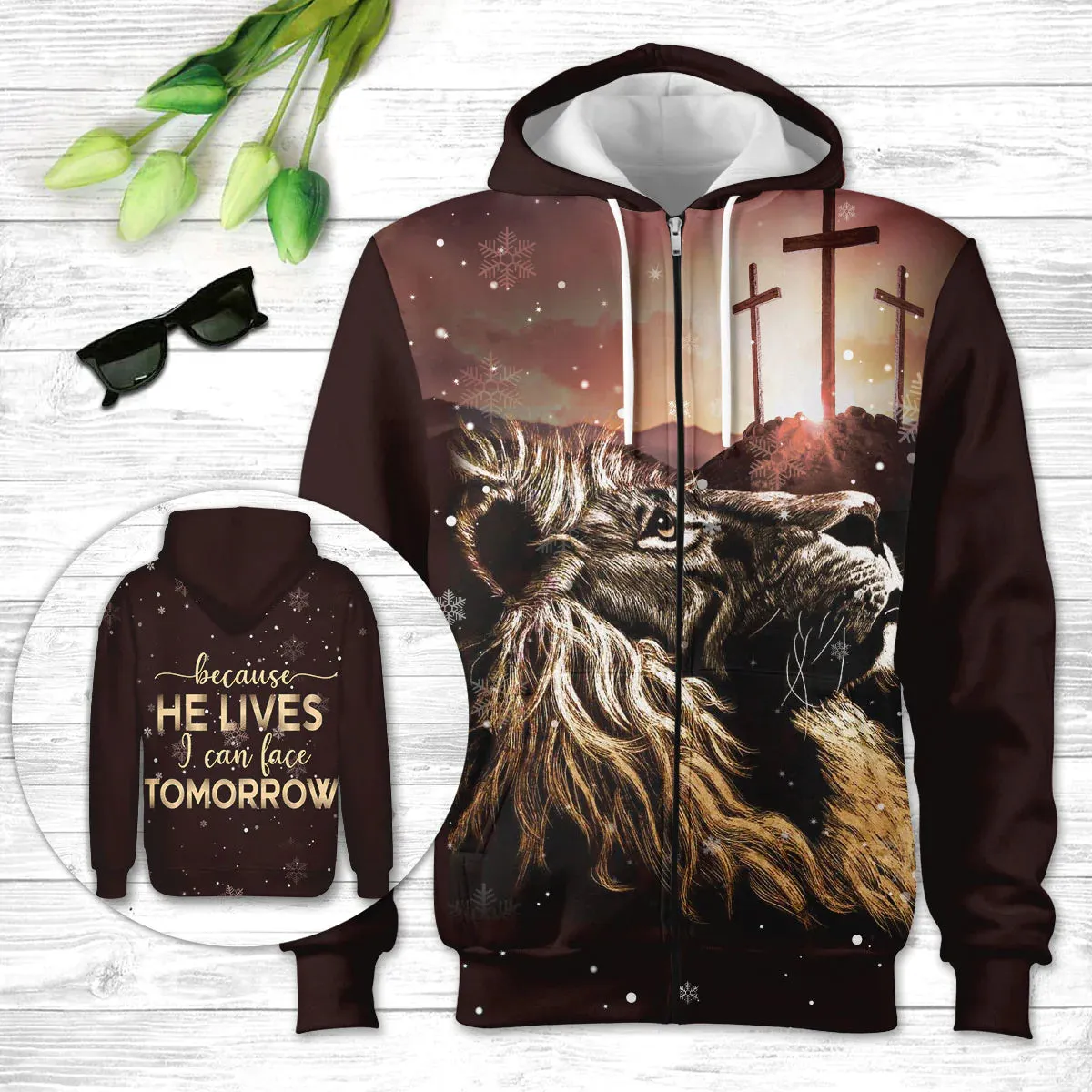 Christianartbag Clothing, Because He Lives I Can Face Tomorrow, Christian 3D T-Shirt, Christian 3D Hoodie, Christian 3D Sweater, Unisex 3D T-Shirt.