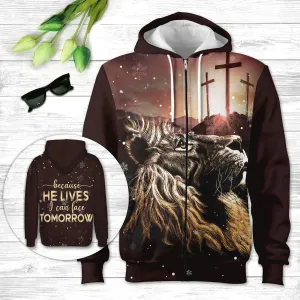 Christianartbag Clothing, Because He Lives I Can Face Tomorrow, Christian 3D T-Shirt, Christian 3D Hoodie, Christian 3D Sweater, Unisex 3D T-Shirt.