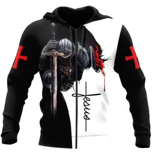 Christianartbag Clothing, Knight Templar Armor Jesus God Guard, Christian 3D T-Shirt, Christian 3D Hoodie, Christian 3D Sweater, Unisex 3D T-Shirt.
