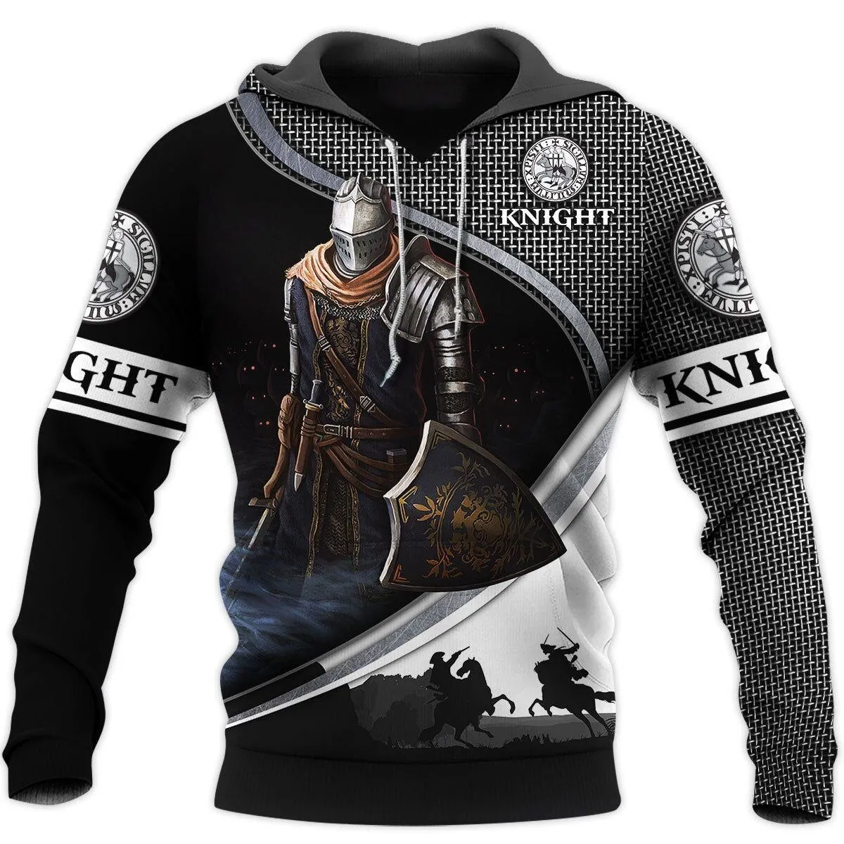Christianartbag Clothing, Knight Templar Armor Jesus God Guard, Christian 3D T-Shirt, Christian 3D Hoodie, Christian 3D Sweater, Unisex 3D T-Shirt.