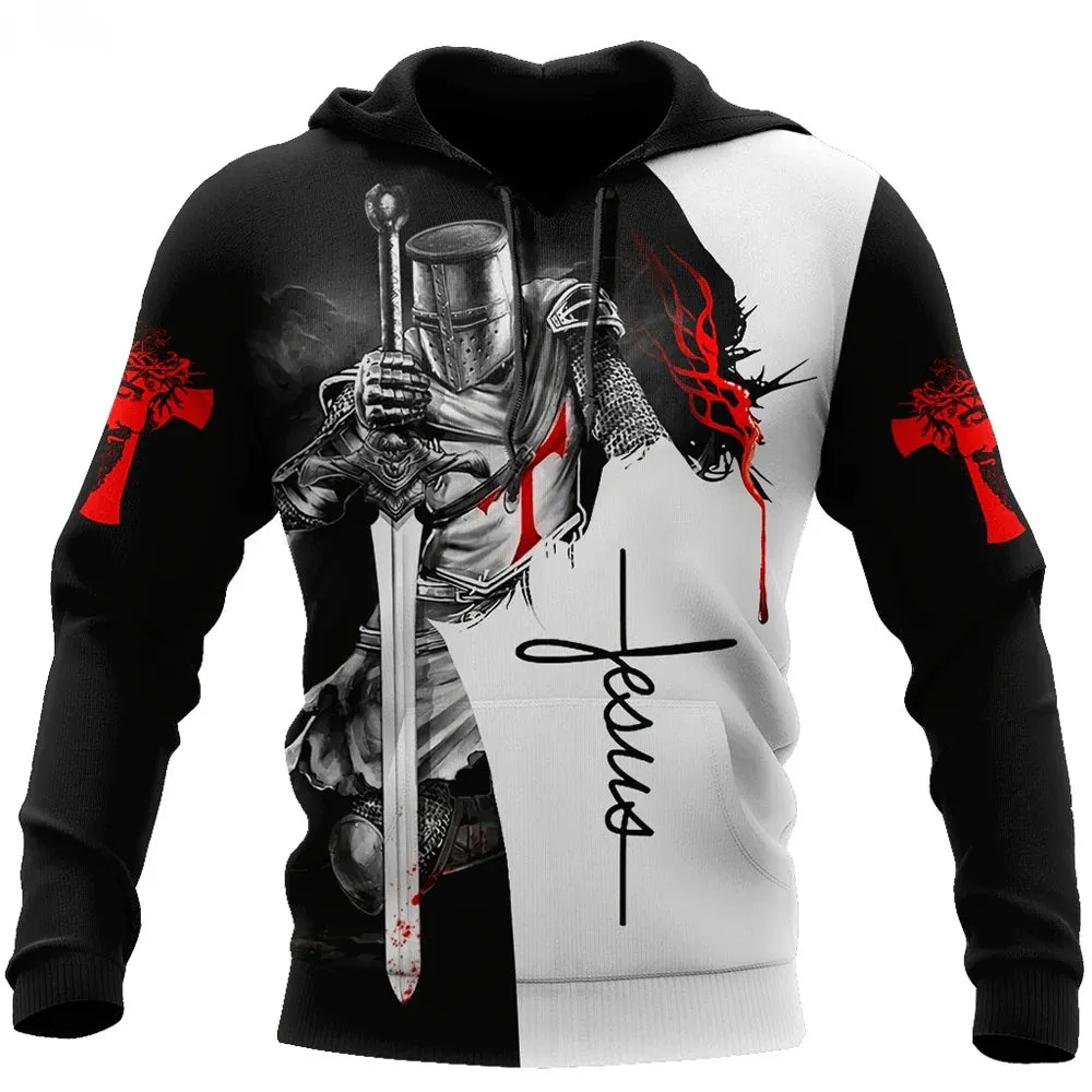 Christianartbag Clothing, Knight Templar Armor Jesus God Guard, Christian 3D T-Shirt, Christian 3D Hoodie, Christian 3D Sweater, Unisex 3D T-Shirt.