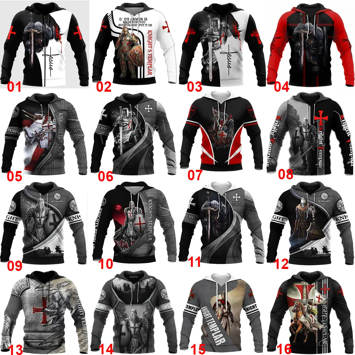 Christianartbag Clothing, Knight Templar Armor Jesus God Guard, Christian 3D T-Shirt, Christian 3D Hoodie, Christian 3D Sweater, Unisex 3D T-Shirt.