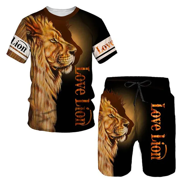 Christianartbag Clothing, Men's T-shirt Set 3D Fierce Lion, Christian 3D T-Shirt, Christian 3D Hoodie, Christian 3D Sweater, Personalized Hoodies.