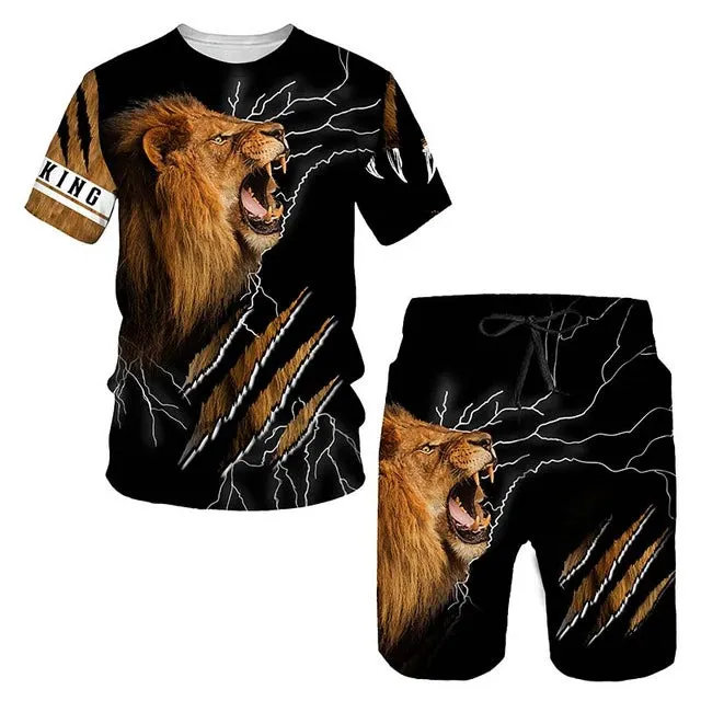 Christianartbag Clothing, Men's T-shirt Set 3D Fierce Lion, Christian 3D T-Shirt, Christian 3D Hoodie, Christian 3D Sweater, Personalized Hoodies.