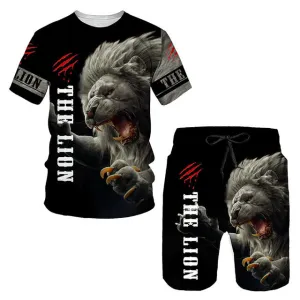 Christianartbag Clothing, Men's T-shirt Set 3D Fierce Lion, Christian 3D T-Shirt, Christian 3D Hoodie, Christian 3D Sweater, Personalized Hoodies.