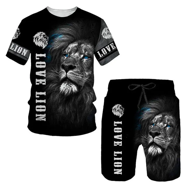 Christianartbag Clothing, Men's T-shirt Set 3D Fierce Lion, Christian 3D T-Shirt, Christian 3D Hoodie, Christian 3D Sweater, Personalized Hoodies.