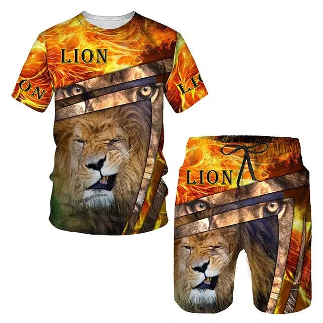 Christianartbag Clothing, Men's T-shirt Set 3D Fierce Lion, Christian 3D T-Shirt, Christian 3D Hoodie, Christian 3D Sweater, Personalized Hoodies.