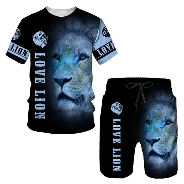Christianartbag Clothing, Men's T-shirt Set 3D Fierce Lion, Christian 3D T-Shirt, Christian 3D Hoodie, Christian 3D Sweater, Personalized Hoodies.