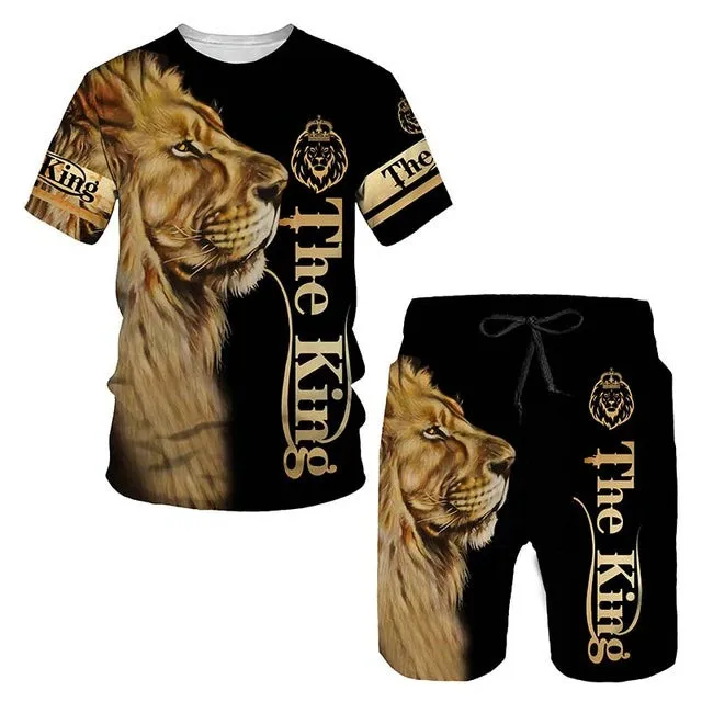 Christianartbag Clothing, Men's T-shirt Set 3D Fierce Lion, Christian 3D T-Shirt, Christian 3D Hoodie, Christian 3D Sweater, Personalized Hoodies.