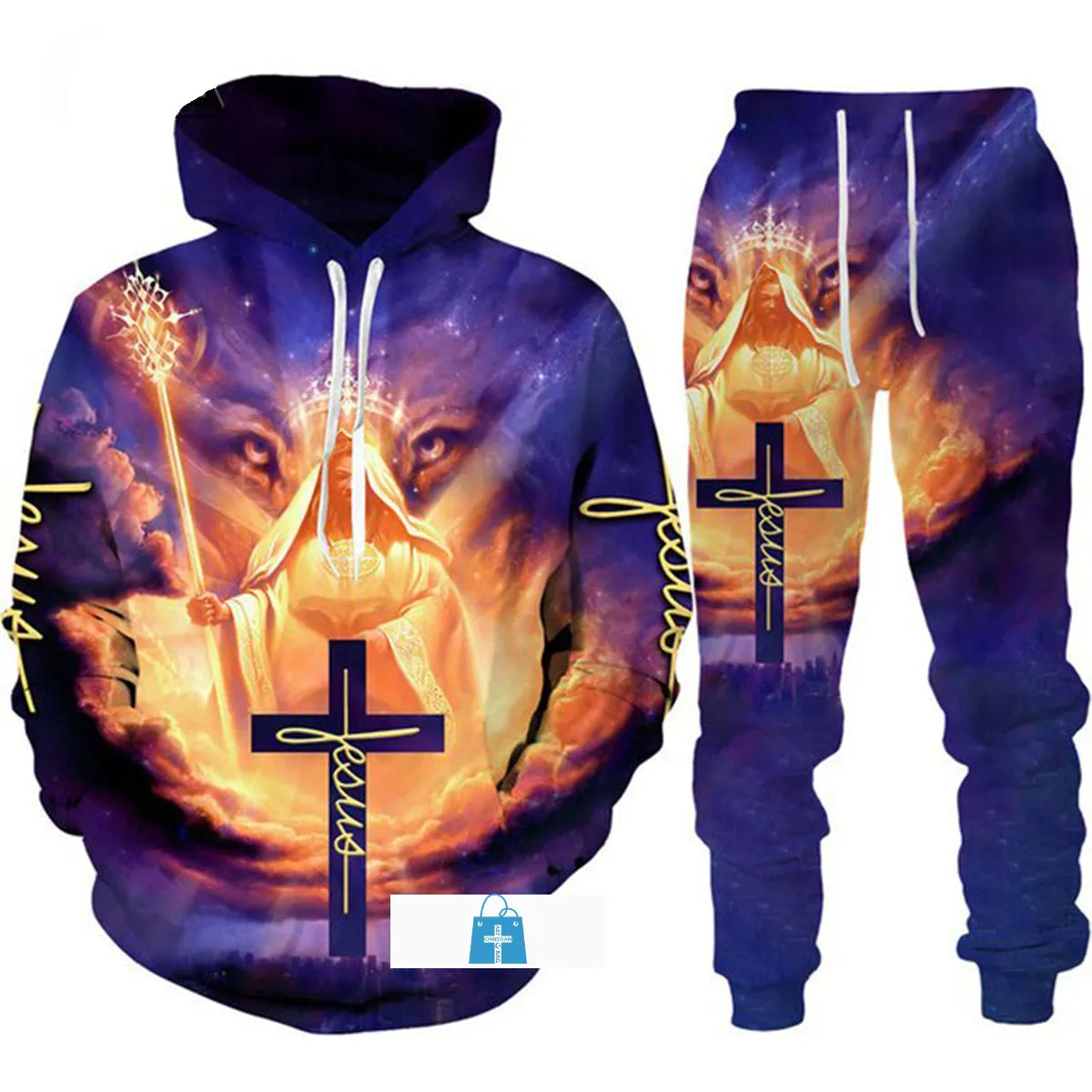 Christianartbag Clothing, Unisex Hoodie 3d Set Christian Bible Faith Jesus God, Christian 3D T-Shirt, Christian 3D Hoodie, Christian 3D Sweater, Personalized Hoodies.