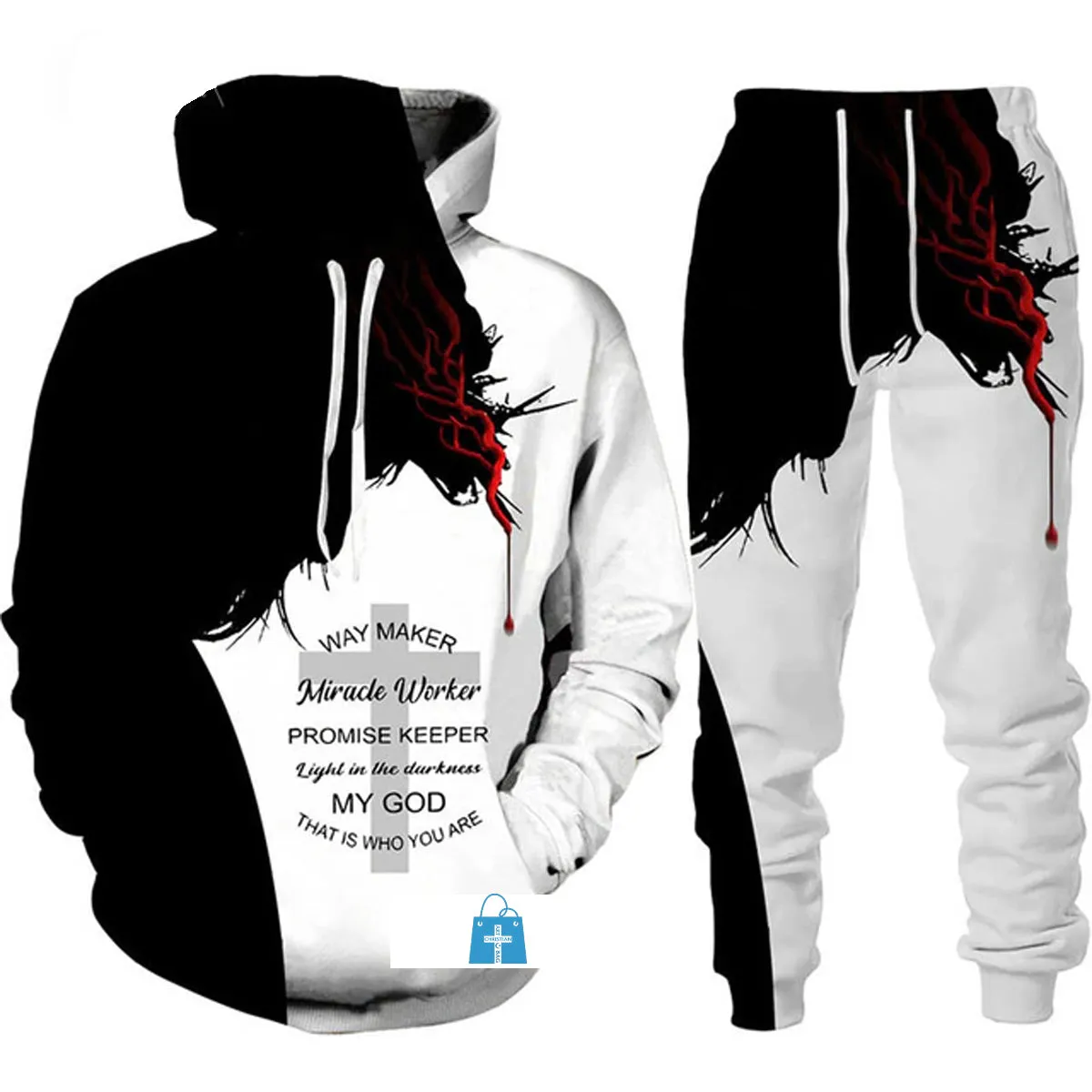 Christianartbag Clothing, Unisex Hoodie 3d Set Christian Bible Faith Jesus God, Christian 3D T-Shirt, Christian 3D Hoodie, Christian 3D Sweater, Personalized Hoodies.
