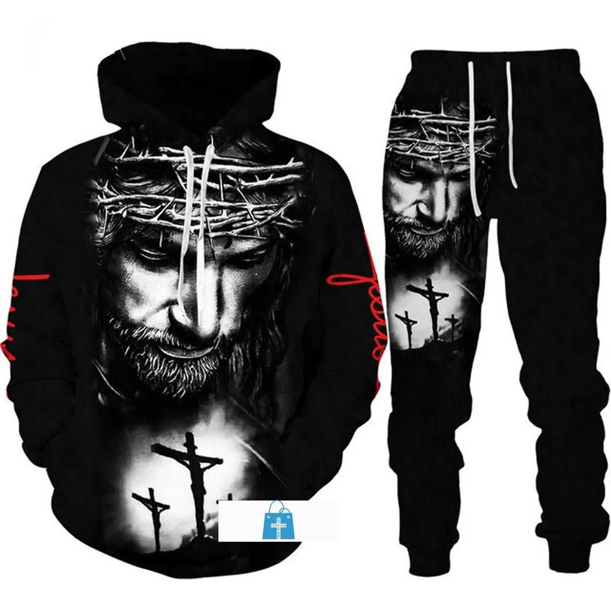 Christianartbag Clothing, Unisex Hoodie 3d Set Christian Bible Faith Jesus God, Christian 3D T-Shirt, Christian 3D Hoodie, Christian 3D Sweater, Personalized Hoodies.