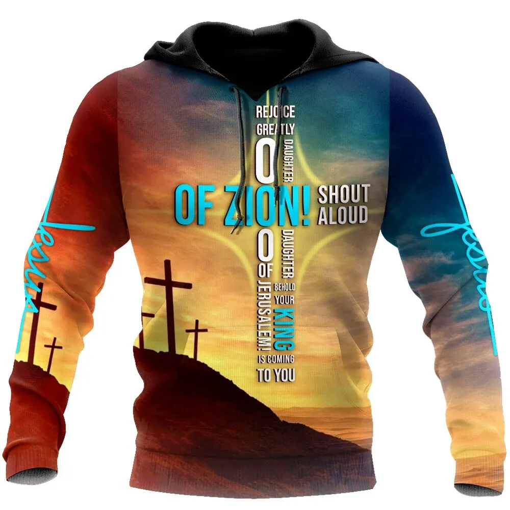 Christianartbag Clothing, Unisex Hoodie Cross and Lion 3D, Christian 3D T-Shirt, Christian 3D Hoodie, Christian 3D Sweater, Personalized Hoodies.