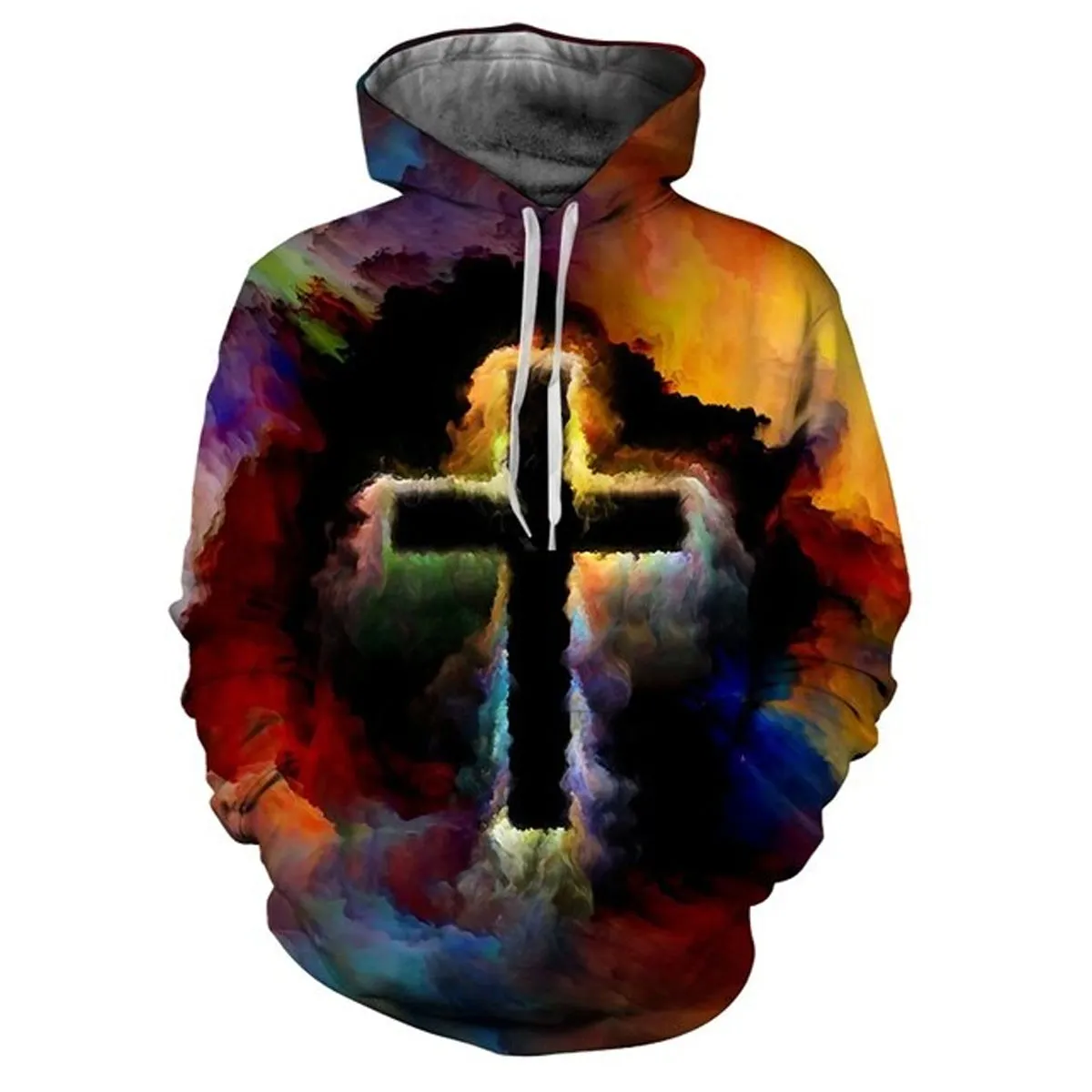 Christianartbag Clothing, Unisex Hoodie Cross and Lion 3D, Christian 3D T-Shirt, Christian 3D Hoodie, Christian 3D Sweater, Personalized Hoodies.