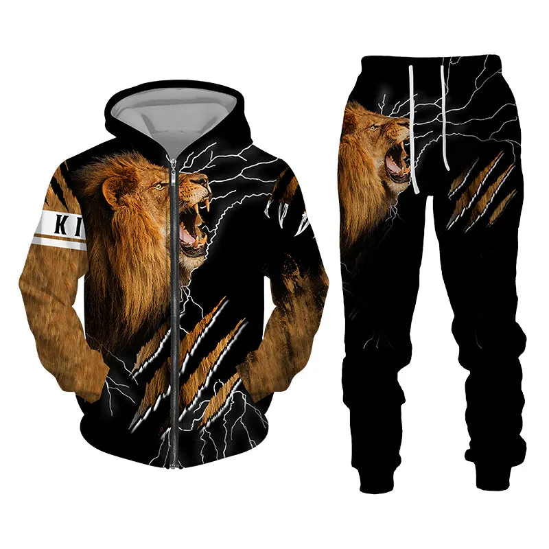 Christianartbag Clothing, Unisex Set Zip Hoodie Lion King 3D, Christian 3D T-Shirt, Christian 3D Hoodie, Christian 3D Sweater, Personalized Hoodies.
