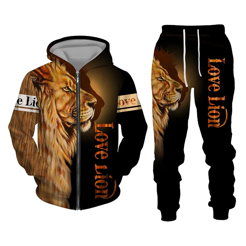 Christianartbag Clothing, Unisex Set Zip Hoodie Lion King 3D, Christian 3D T-Shirt, Christian 3D Hoodie, Christian 3D Sweater, Personalized Hoodies.