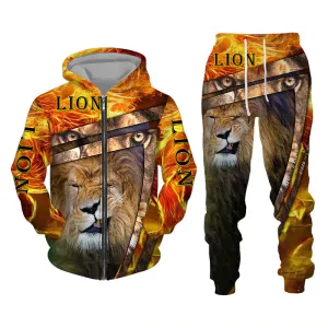 Christianartbag Clothing, Unisex Set Zip Hoodie Lion King 3D, Christian 3D T-Shirt, Christian 3D Hoodie, Christian 3D Sweater, Personalized Hoodies.